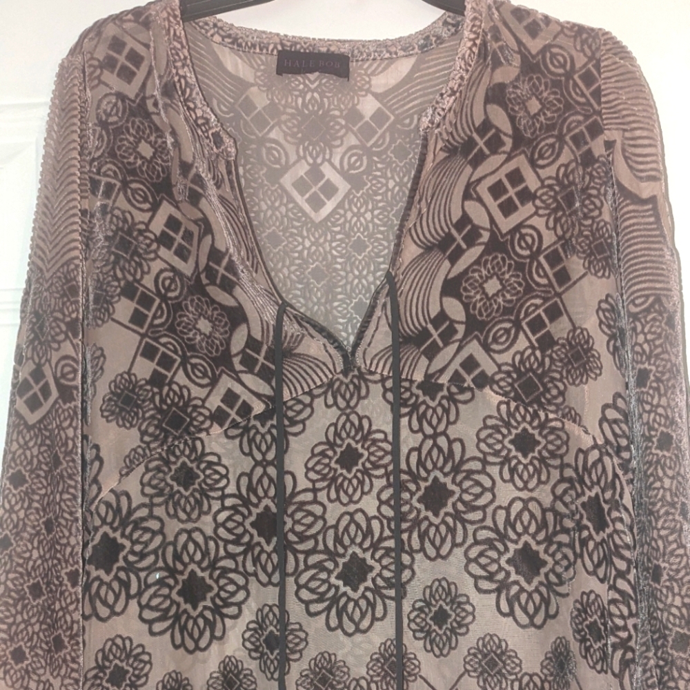 Hale Bob Velvet Floral Janine Silk Burnout Blouse